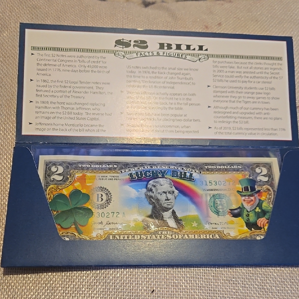 Lucky $2 Bill with Leprechaun Design